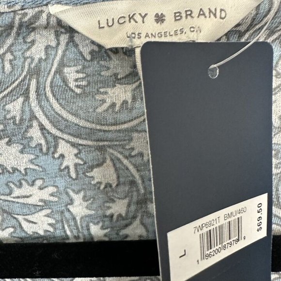 Lucky Brand womens large top blouse Blue MSRP $69.50 7wp6921T - Picture 5 of 12